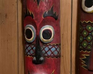 Lot #172 - $40 - Indonesian Wood Carved Mask / Wall Decor (39" H)
