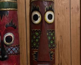 Lot #173 -  $40 - Indonesian Wood Carved Mask / Wall Decor (38.75" H)