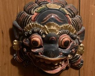 Lot #176 - $30 - Indonesian Wood Carved Mask / Wall Decor (9.75" H) 