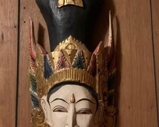 Lot #178 - $30 - Indonesian Wood Carved Mask / Wall Decor (13.75" H) 