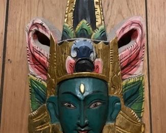 Lot #179 - $35 - Indonesian Wood Carved Mask / Wall Decor (12" H) 