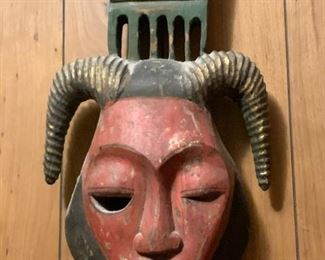 Lot #180 -  $48 - Indonesian Wood Carved Mask / Wall Decor (21.5" H) 