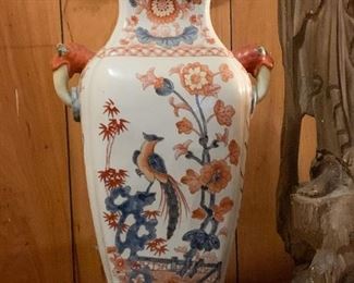 Lot #202 - $75 - Chinese Ceramic Vase, Blue & Orange (15.5" H)