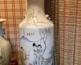 Lot #215 - $750 - Antique Porcelain Poetry Vase (22.25" H)