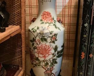 Lot #220 - $1, 500 - Antique Chinese Poetry Floor Vase (22.5" H)