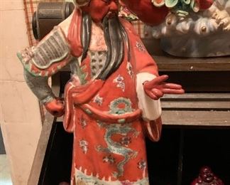 Lot #224 - $60 - Porcelain Statue, Chinese Immortal, Orange