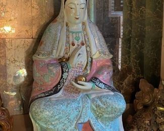 Lot #235 - $100 - Large Porcelain Kwan Yin / Guanyin Statue (27" H)