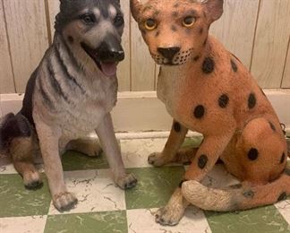 Molded Resin Statues, Dog & Cheetah (NOT available online.  Must be purchased at the sale.)