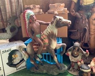 Molded Resin Statues, Native Americans / Cowboys (NOT available online.  Must be purchased at the sale.)