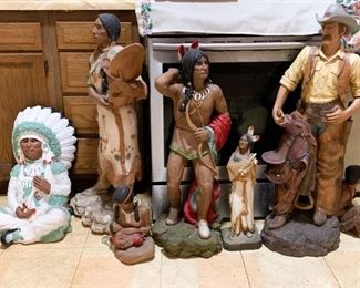 Molded Resin Statues, Native Americans / Cowboys (NOT available online.  Must be purchased at the sale.)
