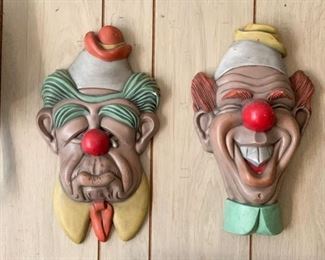 Plaster Clown Face Wall Hangings / Wall Decor (NOT available online.  Must be purchased at the sale.)