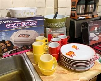 Rival Cookie Factory, Yellow Glass Mugs & Bowls, Vintage Dish Ware, Baking Dishes (NOT available online.  Must be purchased at the sale.)