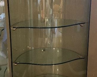 AS-IS #1 Contemporary Italian Curved Glass Display Shelf Unit	72x36.75x32	HxWxD	PT106