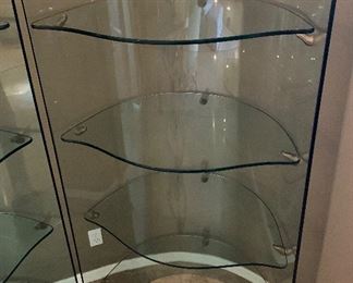 AS-IS #1 Contemporary Italian Curved Glass Display Shelf Unit	72x36.75x32	HxWxD	PT106