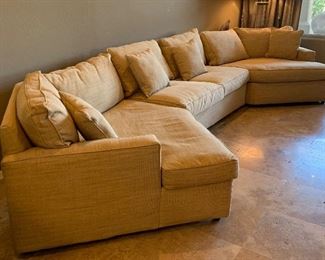 Rowe Furniture Fabric Double Chaise Sectional Sofa Couch	35in H x 36in D 191 long 64in D at deepest	HxWxD	PT109