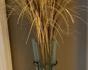 Frosted Glass/Iron Decor Floor Vase 34x9x9 (vase only) HxWxD PT122