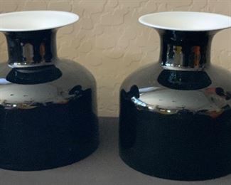 2pc Glass Vases Unsigned	8in H x 7 1/2” diameter		PT148