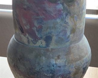 *signed* Iridescent RAKU Vase/Vessel  Ed Dvorscak	11in H x 8in Diameter		PT161