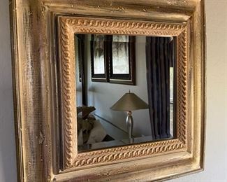 antique carved wood mirror 29 inches	29”x29”x 5		D714-13