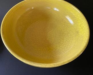 Cracking yellow decor bowl	14” diameter 4” tall		D714-16