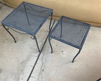 Pair of metal/iron end tables	#1 16x16x15 #2 12.5x12.5x13		D714-30