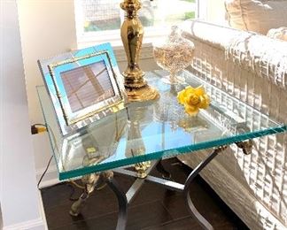 Square glass and metal End table (another view)