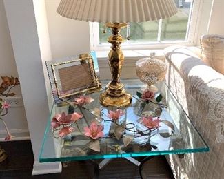Square glass and metal end table-all here
