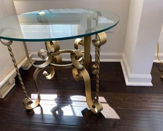 2 of 2 Matching Glass and metal round side table