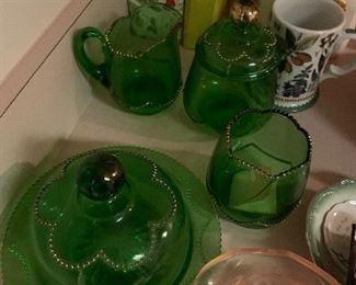 Antique green glass