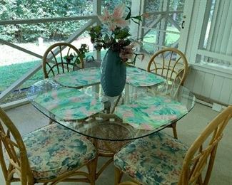 Where are the Golden Girls? Glass top bamboo table and chairs