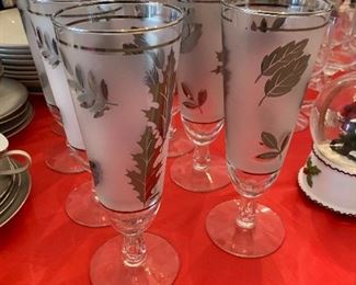 Mid century silver frosted goblets