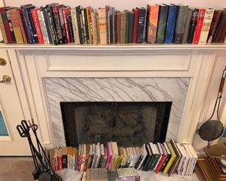 Books, fireplace set