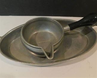 A Pewter Serving Cup And Dish