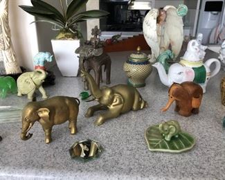 Brass & wood decorative Elephants