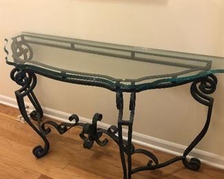 Entry Glass Top Table Iron base $120