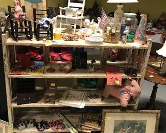 Crackled shelf & vintage toys