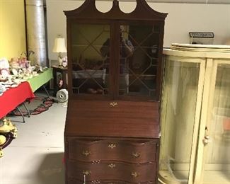 Mahogany serpentine front secretary