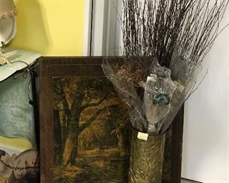 Card table & brass umbrella stand