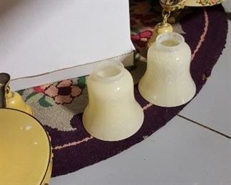 Vintage metal light fixtures w/glass shades
