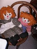 Raggedy Ann & Andy in Pair of Child's Bentwood Chairs