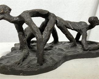 Abstract Figural Trio Bronze Sculpture Mid 20th C