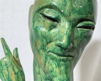 Faux Finish Figural Modernist Male Sculpture Bust