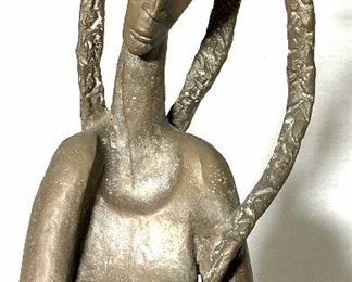 Large Modernist Nude Bronze Woman Sculpture