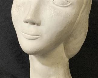 Modernist Style Plaster Woman Head Sculpture