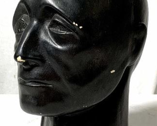 Modernist Style Plaster Man Head Sculpture 1957q