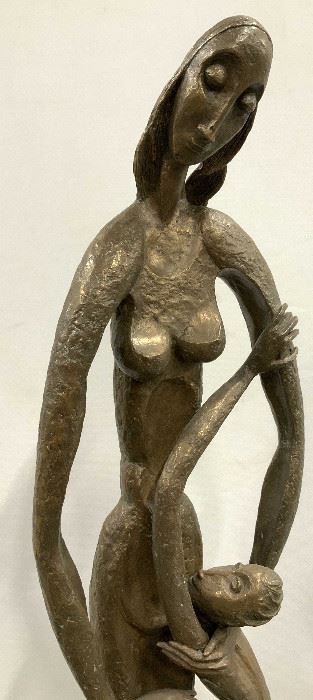Bronze Mother with Children Abstract Statue 1963