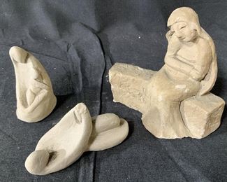 Grouping of 3 Plaster Sculptural Forms Mid 20th C