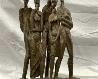 Large Modernist Bronze Multi Figure Statue 1960