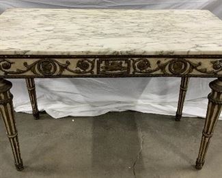Italian Style Wood and Marble Carved Console Table