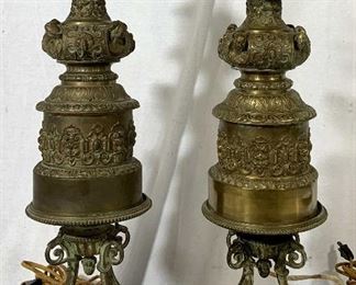 Late 19th / Early 20th C Pair Bronze Lamps